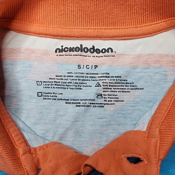 Rocko's Modern Life Kid Striped Polo Golf Shirt Nickelodeon Embroidered Patch Sm - Picture 6 of 6